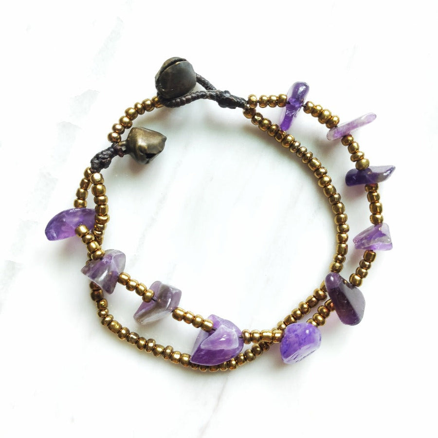 ER BY ERVY Natural Amethyst Gemstone Chip Chain Bracelet | Isetan KL Online Store
