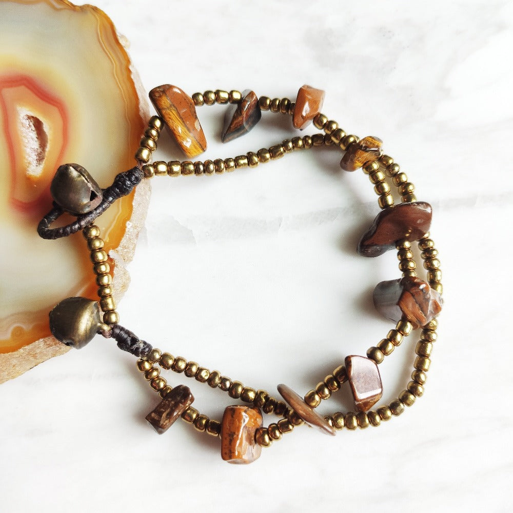 ER BY ERVY Natural Tiger Eye's Gemstone Chip Chain Bracelet | Isetan KL Online Store