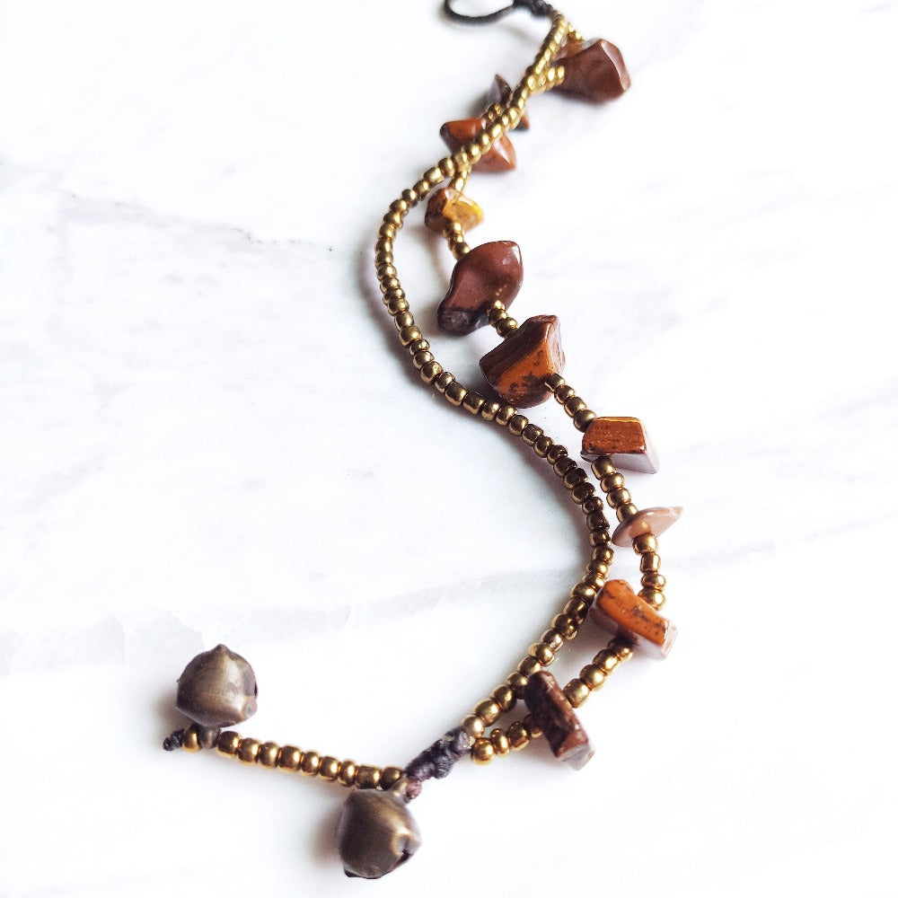ER BY ERVY Natural Tiger Eye's Gemstone Chip Chain Bracelet | Isetan KL Online Store