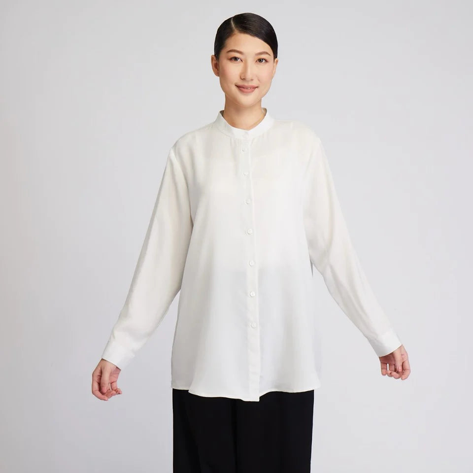 TOTAL WOMEN Satin Shirt Blouse (White) | Isetan KL Online Store